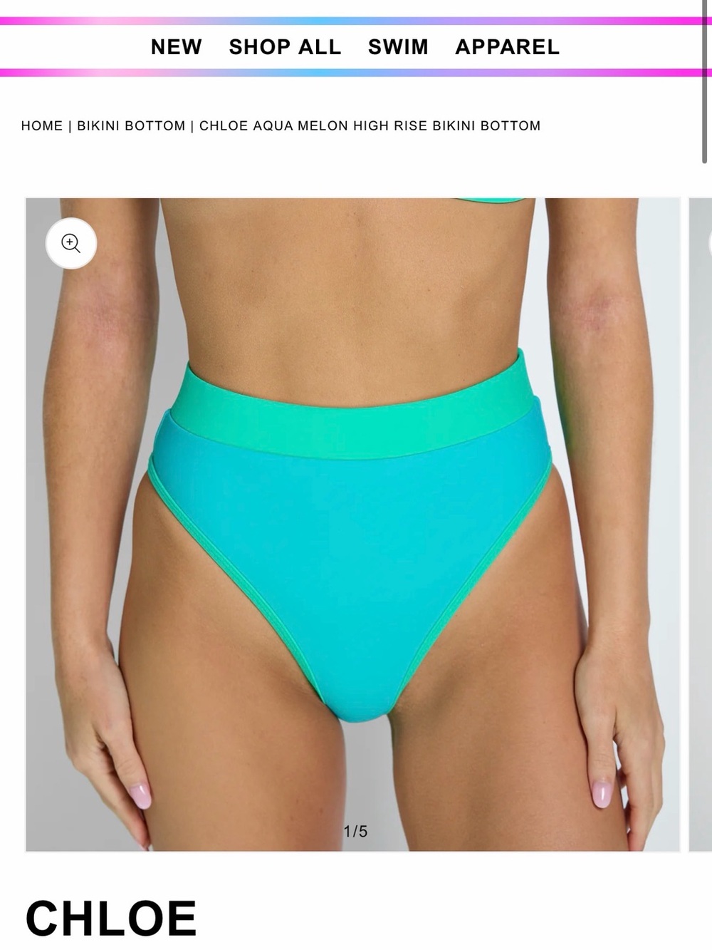Chloe Aqua Melon High-Rise Bikini Bottom